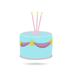 Birthday cake with candle, vector style