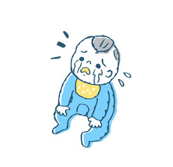 泣く赤ちゃん　ブルー