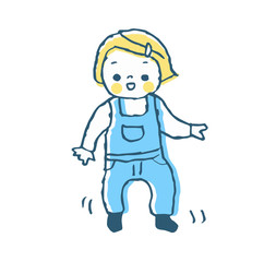 よちよち歩きの赤ちゃん　ブルー