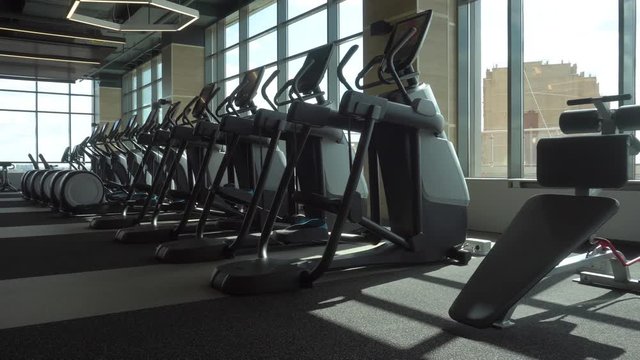 treadmills in a modern gym