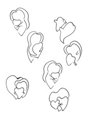 mother and baby symbol, hand drawn silhouette