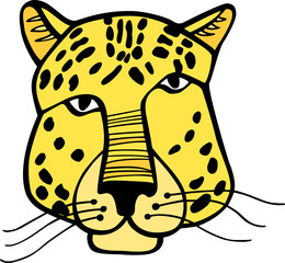 Fototapeta na wymiar Leopard face drawing. Vector illustration.