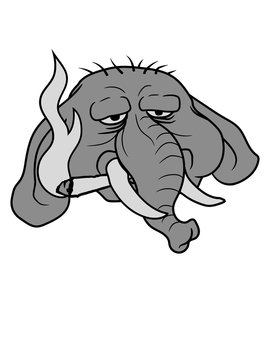 elefant kiffen rauchen drogen hanf weed joint kopf gesicht dick fett groß diät schwer riesig dickhäuter comic cartoon lustig cool clipart übergewicht