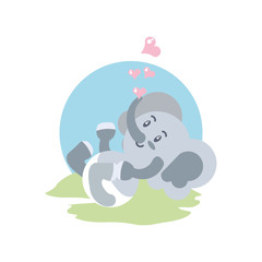 cute elephant baby with hearts love