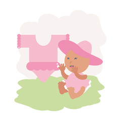 cute newborn girl with clothes for baby