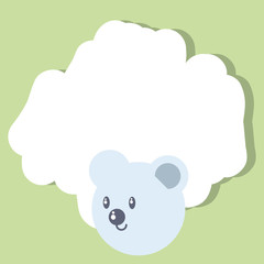 card with head of cute bear baby animal
