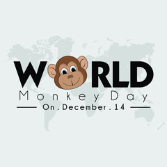 World Monkey Day Typography with Monkey face on 