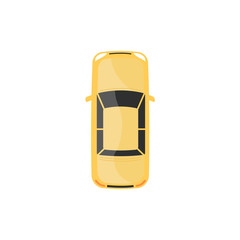 Automobile or car top view cartoon vector illustration isolated on background.
