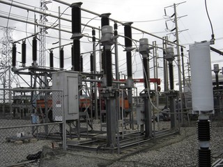 Electricity transmission line high voltage equipment power distribution system for reliability and support technology industry in country.