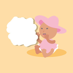 card with cute baby girl avatar character