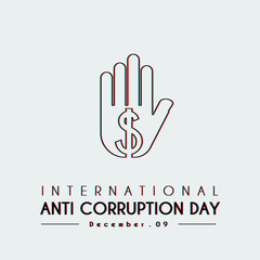 International Anti Corruption Day with stop dollar hands