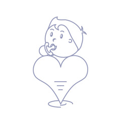 cute baby boy with pacifier and heart love
