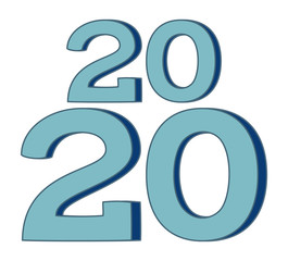 Blue cartoon 2020 different height number poster