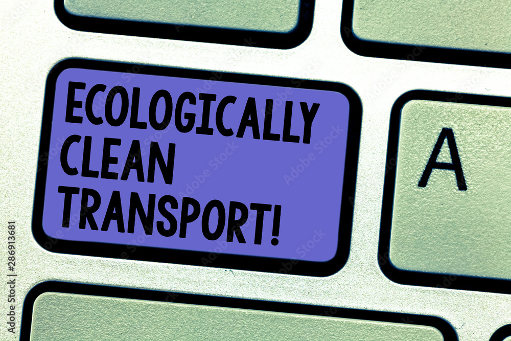 Aufkleber writing note showing ecologically clean transport. business photo showcasing green vehicle environme