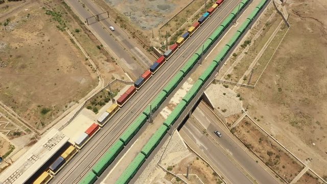Africa import export and trade - cargo trains on Ethiopia - Djibouti railway line (built by Chinese company)