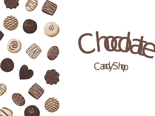 Chocolate candies composition vector illustration