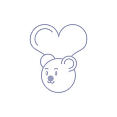 head of cute bear baby animal with heart
