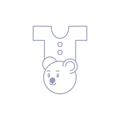 head of cute bear with clothes for baby
