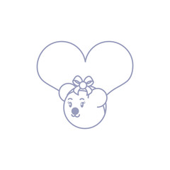 head of female bear baby animal with heart