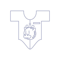 head of cute giraffe animal with clothes for baby