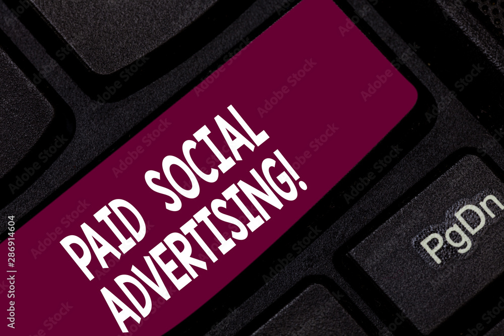 Poster conceptual hand writing showing paid social advertising. business photo showcasing external marketin