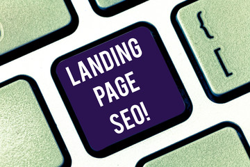 Handwriting text Landing Page Seo. Concept meaning web that visitor arrive after they click link...