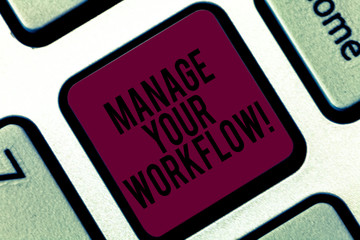 Handwriting text writing Manage Your Workflow. Concept meaning Series of activities necessary to...