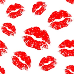  Vector rode naadloze patroon op witte achtergrond. Lippen afdrukken © marianna_p