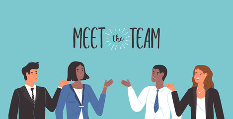 Meet the team concept diverse business men women