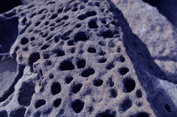 A fantasy blue porous rock