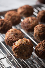homemade italian meatball image on rustic background