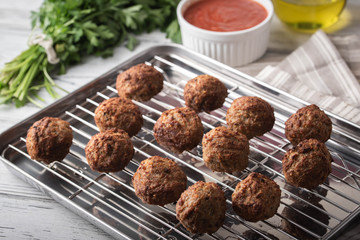 homemade italian meatball image on rustic background