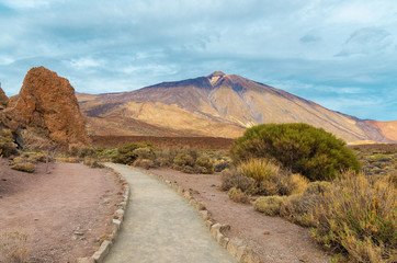 Fototapeta premium View of Volcano El Teide in Tenerife, Canary Islands , Spain . Its must-see of everyone who visits Tenerife. Beautiful landscape background.Toned image