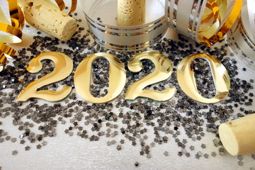2020 New Year eve background with golden digits and decor