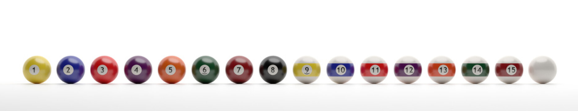 Billiard balls set isolated against white background. 3d illustration