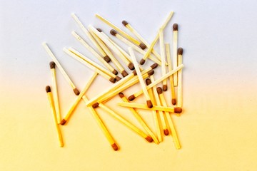 Matches scattered in yellow background