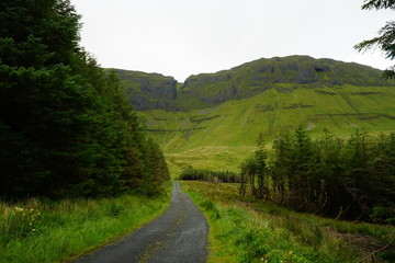 Mountain road in Gleniff Horseshoe, Benbulben mountain, Wild Atlantic Way, Sligo, Ireland