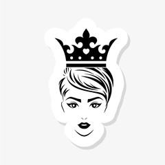 Queen sticker icon isolated on white background. Queen icon simple sign