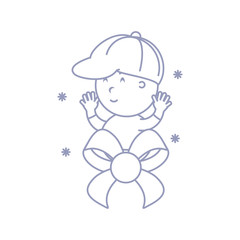cute baby boy with bow ribbon avatar character