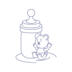 cute bear baby animal and bottle milk