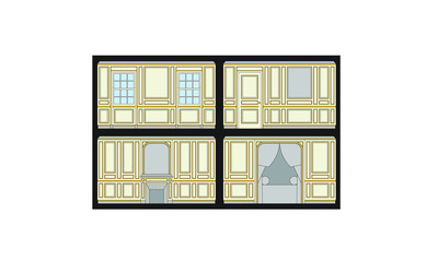 Rendering of the Hermitage Pavilion, Palace of Versailles, France.