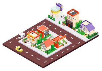 Isometric City Block Composition