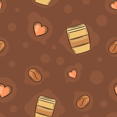Seamless hand drawn coffee pattern