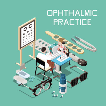 Ophthalmology Isometric Composition