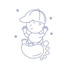 cute baby boy with footprint