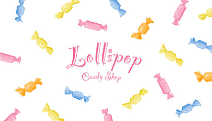 Candies, lollipop business card illustration