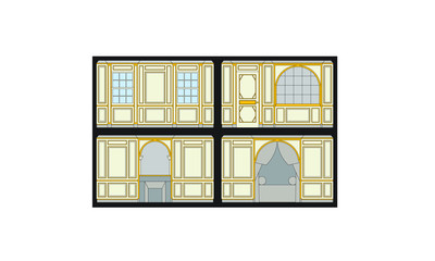 Rendering of the Boudoir of Marie-Antoinette, Palace of Versailles. France.