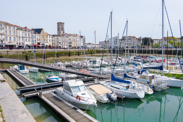 A view of the harbour at vieux port de La Rochelle in France