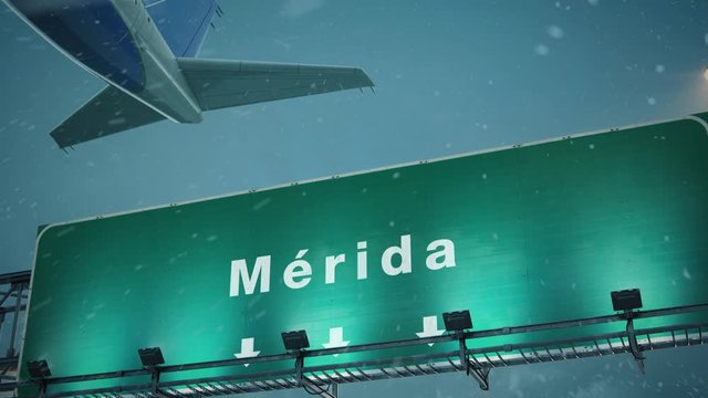 Airplane Take off Merida in Christmas