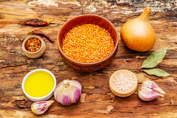 Ingredients for Indian Dhal spicy curry